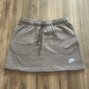 Nike Brown Drawstring Casual Skirt with White Swoosh
